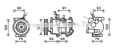 Компрессор, кондиционер AVA QUALITY COOLING HYK297 для HYUNDAI i40