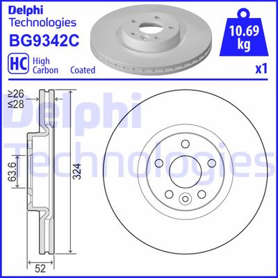 Bromsskiva DELPHI BG9342C