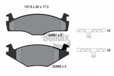 Sada brzdových destiček, kotoučová brzda BENDIX Braking BPD1299