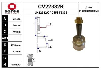 EAI Homokineet reparatie set, aandrijfas (CV22332K)
