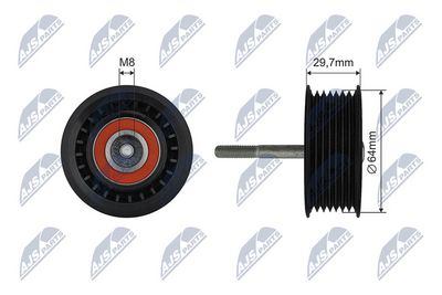 Įtempiklio skriemulys, V formos rumbuotas diržas