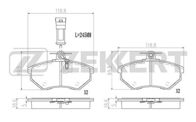 Комплект тормозных колодок, дисковый тормоз ZEKKERT BS-2978 для CHERY V5