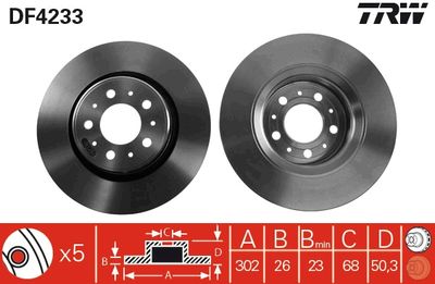 TRW DF4233 Тормозные диски  для VOLVO 850 (Вольво 850)