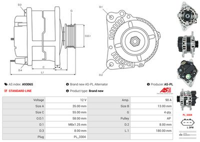 GENERATOR / ALTERNATOR AS-PL A9306S 4