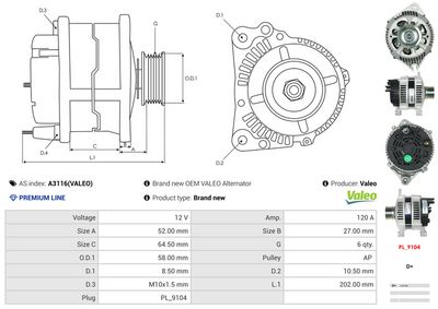GENERATOR / ALTERNATOR AS-PL A3116VALEO 4