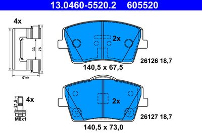 Комплект тормозных колодок, дисковый тормоз ATE 13.0460-5520.2 для VOLVO XC40