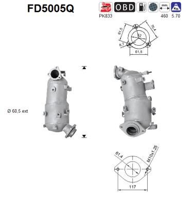 Filtr sadzy / filtr cząstek stałych, układ wydechowy AS 2505126031