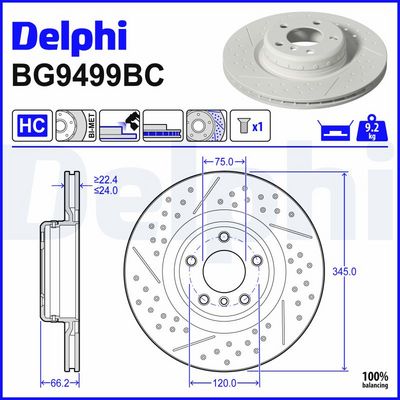 спирачен диск DELPHI BG9499BC