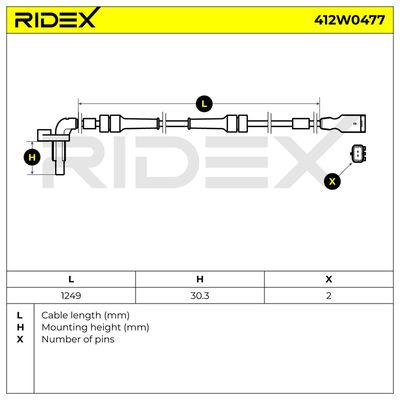 датчик, обороти на колелото RIDEX 412W0477