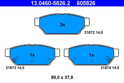 Комплект тормозных колодок, дисковый тормоз ATE 13.0460-5826.2 для MITSUBISHI MIRAGE