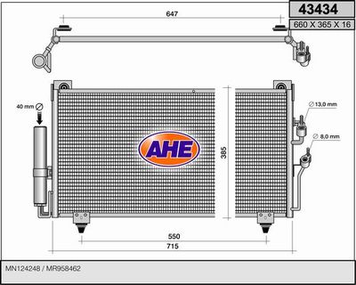 AHE 43434 Радіатор кондиціонера для MITSUBISHI (Митсубиши)