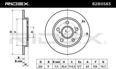 спирачен диск RIDEX 82B0583