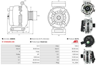 GENERATOR / ALTERNATOR AS-PL A0804S 4