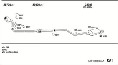 Układ wydechowy WALKER MBK016089AA