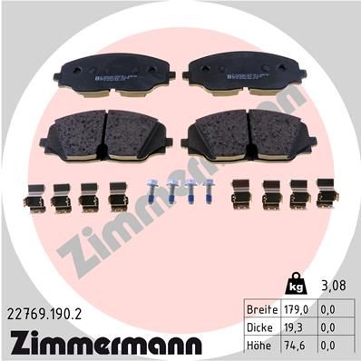Комплект тормозных колодок, дисковый тормоз ZIMMERMANN 22769.190.2 для VW TERAMONT