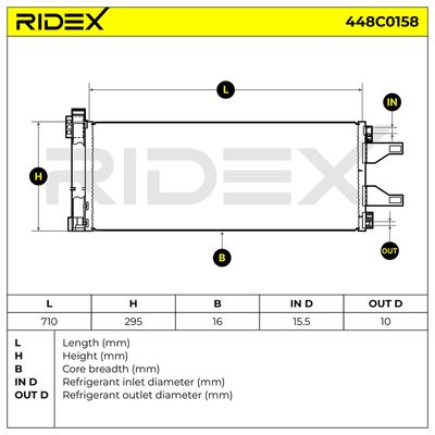 кондензатор, климатизация RIDEX 448C0158