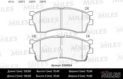 Комплект тормозных колодок, дисковый тормоз MILES E500024 для KIA CLARUS