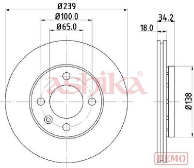 спирачен диск ASHIKA 60-00-0952C