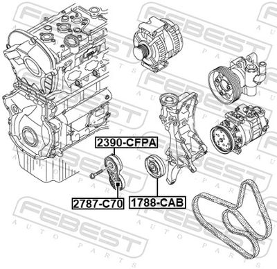 Deflection/Guide Pulley, V-ribbed belt 1788-CAB