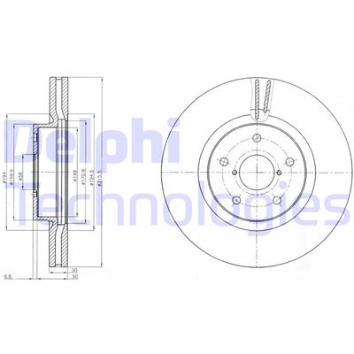 Тормозной диск DELPHI BG9084 для SUBARU TRIBECA