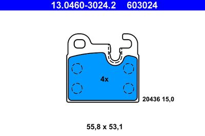 Комплект тормозных колодок, дисковый тормоз ATE 13.0460-3024.2 для BMW 2.5-3.2
