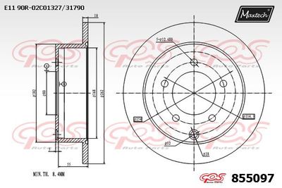 Тормозной диск MAXTECH 855097 для MITSUBISHI LANCER