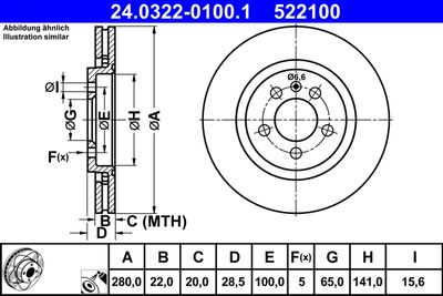 Тормозной диск ATE 24.0322-0100.1 для VW CORRADO