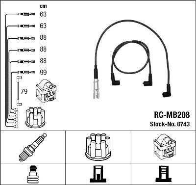 Комплект проводов зажигания NGK 0743 для MERCEDES-BENZ S-CLASS