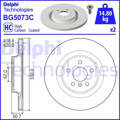 DELPHI BG5073C Тормозные диски DELPHI для MINI