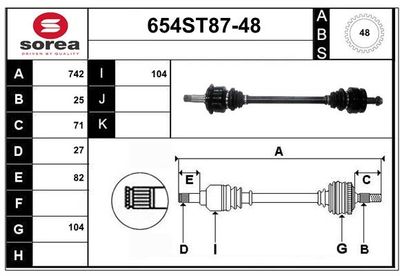STARTCAR 654ST87-48 Полуось в сборе для MERCEDES-BENZ C-CLASS T-Model (S203) C 270 CDI (203.216)