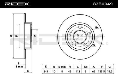 спирачен диск RIDEX 82B0049