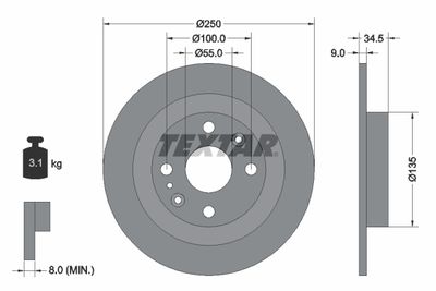 Тормозной диск TEXTAR 92061700 для MAZDA MX-3