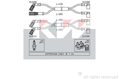 Комплект проводов зажигания KW 359 889 для LANCIA DELTA