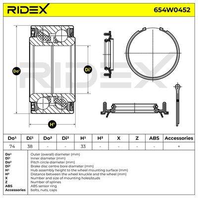 комплект колесен лагер RIDEX 654W0452