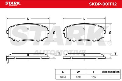 комплект спирачно феродо, дискови спирачки STARK SKBP-0011112