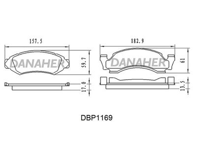 Комплект тормозных колодок, дисковый тормоз DANAHER DBP1169 для FORD USA BRONCO