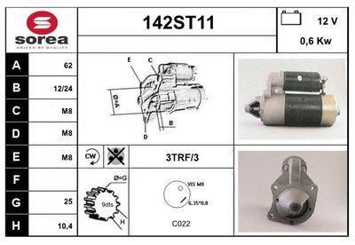 STARTCAR 142ST11 Стартер для SEAT TERRA Фургон/универсал (024A) 0.9 Cat