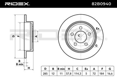 спирачен диск RIDEX 82B0940