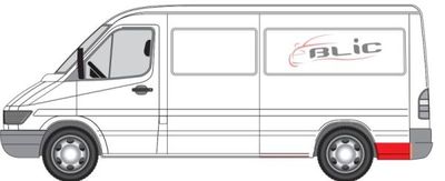 Fender reparatieset Achter Links (achter het stuur, hoogte 15cm, middelgroot model) past: MERCEDES SPRINTER 901, 902, 903, 904, 905  VW LT II 01.95-07.06