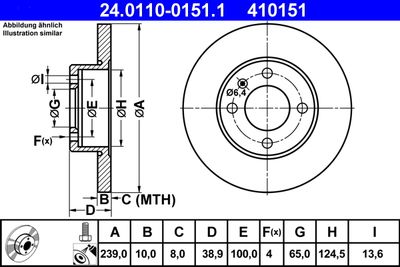 Тормозной диск ATE 24.0110-0151.1 для VW DERBY