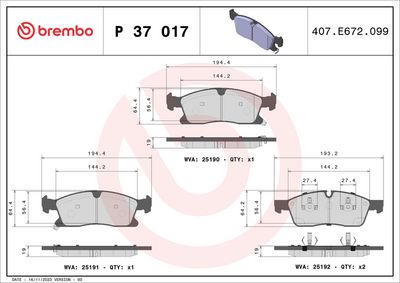 Brake Pad Set, disc brake P 37 017