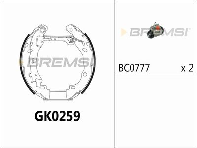 Комплект тормозных колодок BREMSI GK0259 для LANCIA YPSILON