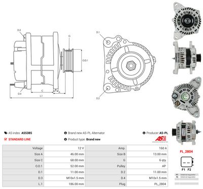 GENERATOR / ALTERNATOR AS-PL A5538S 4