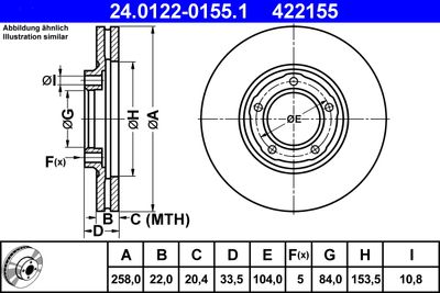 Тормозной диск ATE 24.0122-0155.1 для MITSUBISHI L