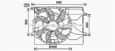 Вентилятор, охлаждение двигателя AVA QUALITY COOLING KA7543 для HYUNDAI ix35
