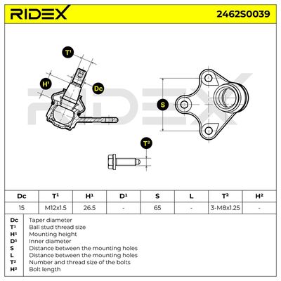 Шарнири RIDEX 2462S0039