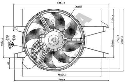 SOMORA 092530A Вентилятор системи охолодження двигуна 