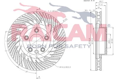 Тормозной диск RAICAM RD01478 для VW TOUAREG