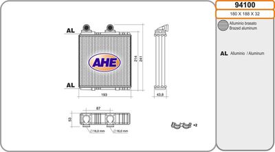 AHE 94100 Радиатор печки  для SAAB  (Сааб 900)