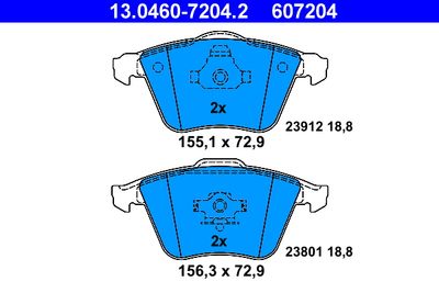 Комплект тормозных колодок, дисковый тормоз ATE 13.0460-7204.2 для OPEL VECTRA